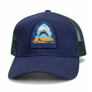 Life Is Good Kids Youth Core Mesh Trucker Hat Blue Jaws Shark Beach New upf 50